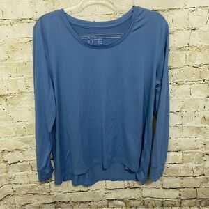 Anybody Blue Soft Hi Low Long Sleeve Lounge Top T Shirt